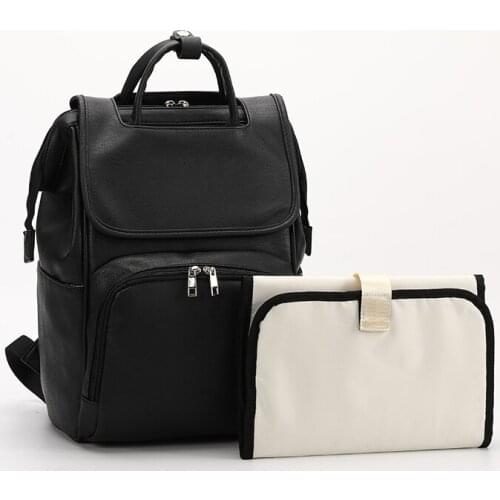 PU Leather Baby Diaper Bag Backpack, Stroller Organizer Travel Back Pack Maternity Nappy Bag +Changing Pad+Stroller Straps