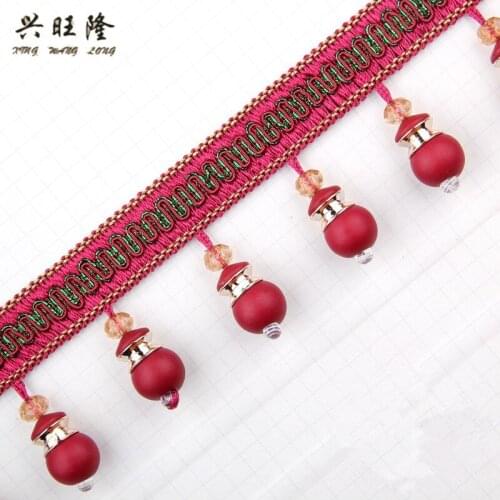 XWL 12M Beads Curtain Lace Trims Sofa Stage Valance Decor Curtain Accessories Tassel Fringe Lace Ribbon DIY Sewing Trim Decor