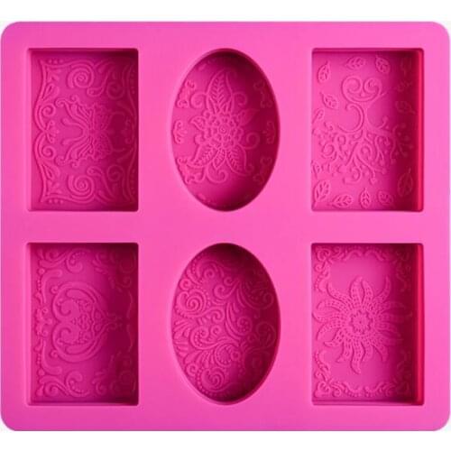 Silicone Mold Soap Mould Flowers Bathroom Kitchen Diy Handmade 3d Rectangular Oval 6 Forms for Soap Making PRZY Eco-friendly