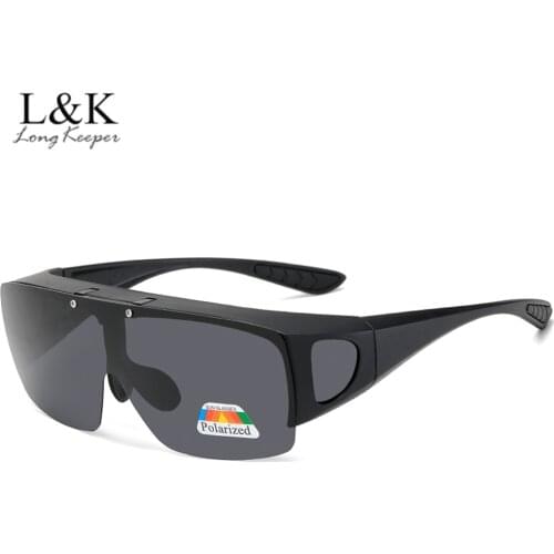 LongKeeper Flip Lens Polarized Sunglasses Men Women Outdoor Fishing Driving Glasses Male Vintage Square Flip Up Goggles Oculos
