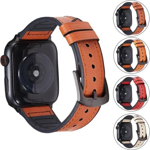 Sports Leather Strap for Apple Watch Band SE 6 5 40mm 44mm Soft Silicone Bracelet for iWatch Series 4 3 38mm 42mm Belt Watchband