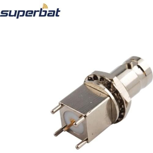 Superbat BNC Thru Hole Jack Socket Bulkhead Straight PCB Mount RF Coaxial Connector for Cable 50-5 CB Radio Baofeng 10pcs