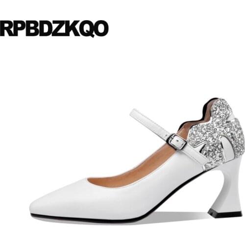 High heels patent leather size 4 34 block square toe 3 inch genuine shoes 2019 spring fashion women pumps chic wine red retro