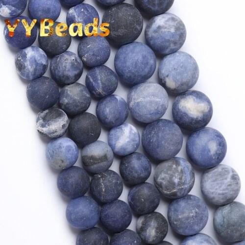 Dull Polished Old Blue Sodalite Stone Beads Natural Round Loose Beads For Jewelry Making DIY Bracelets Accessories 4 6 8 10 12mm