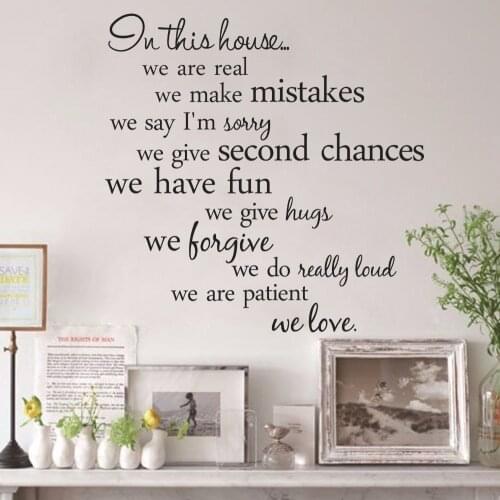 In this house quote vinyl wall stickers family rules art decal home decor living room removable wall sticker gift