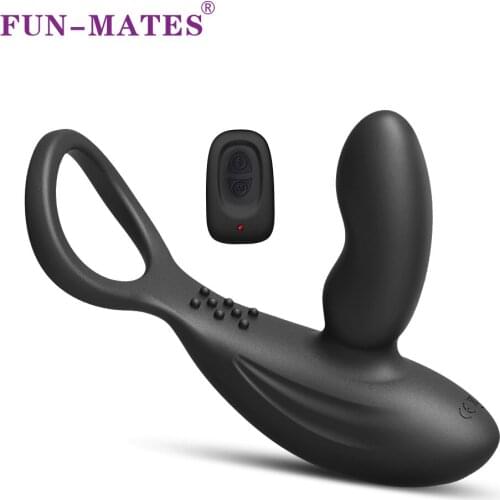 Prostate Testicle Massage Vibrator With Cock Ring Anal Plug Big Buttplug Silicone Adult Sex Toy Strapless Remote Various Modes