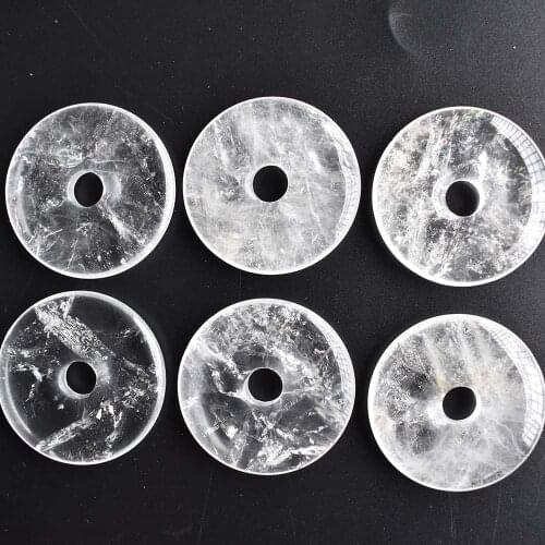 Superior quality natural stone adoughnut Necklace Pendant 40mm Round white crystal ladies jewelry gifts wholesale 6pcs/lot free