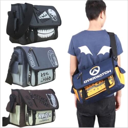 Japanese Anime Overwatch Cosplay Messenger Bag School Students Shoulder Bags Ken Kaneki Canvas Satchel Travel Mens Bag Gift