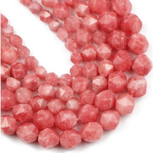 YHBZRET Natural Stone Big Faceted Rhodonite Gem Spacers Loose beads for Jewelry making 6/8/10MM DIY bracelets necklace Wholesale