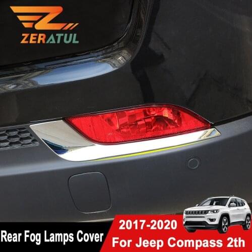 Zeratul For Jeep Compass 2th 2017-2020 Accessories 1Pair Car Chrome Rear Fog Lamps Lamp Cover Back Fog Lights Light Trim Sticker