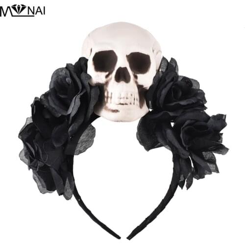 Costumes Gothic Lolita Rose Skull Asymmetry KC Headband Hair Accessories Party Cos Handmade Unique Headdress Steampunk