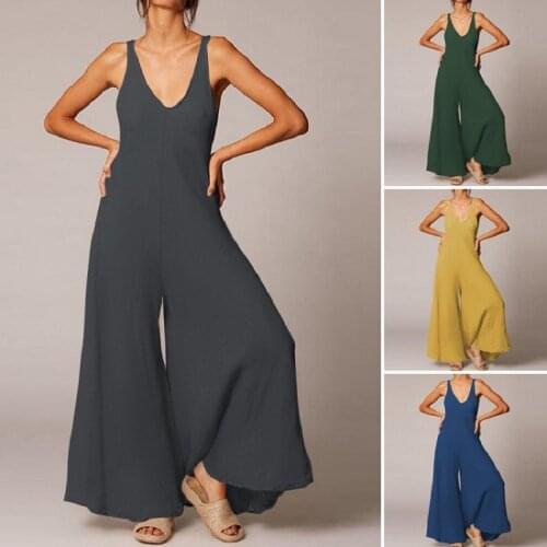 Womens High Waist Minor Jumpsuit Summer 2021 Wide Leg Pants Low Waist Womens Jumpsuit with suspenders