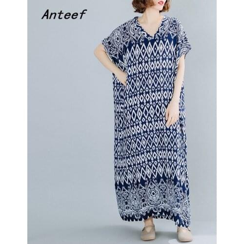 Cotton satin plus size vintage floral women casual loose long summer beach dress elegant clothes 2021 ladies dresses sundress