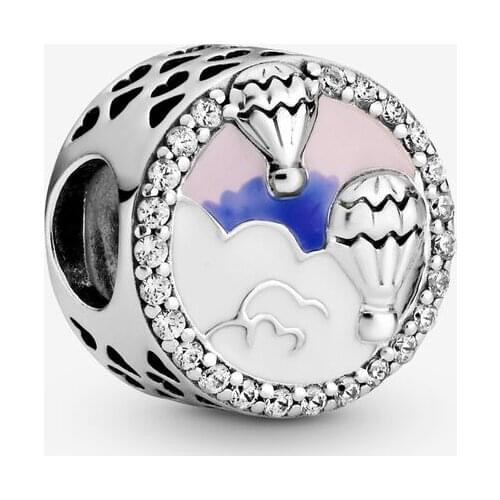New Original 925 Sterling Silver Bead Hot Air Balloon Trip Charm Travel Fit Pandora Bracelet Necklace DIY Women Jewelry