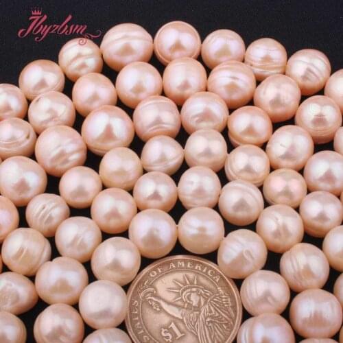10-11,11-14mm Pink Nearround Natural Freshwater Pearl For DIY Women Necklace Bracelet Earrings Jewelry Making Loose Beads 15"
