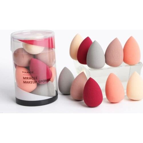 10PCS/Set Mini Non-latex Sponge Puff Foundation Makeup Wet And Dry Use Powder Smooth Cosmetic Make Up Puffs Beauty Tools