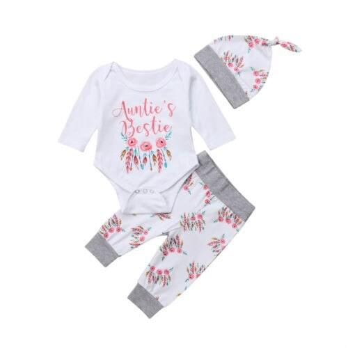 2018 Newborn Baby Girls Wind Chimes Romper+Leggings Pants 2PCS Outfit Clothes Size 0-18M