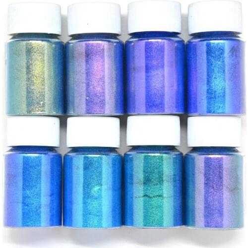 8 Colors/lot Chameleon Pigment Nail Art Pearl Powder Auroras Effect Mirror Laser Epoxy Chrome Resin Mineral Makeup Dust Te#79