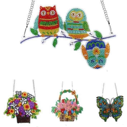 5D Diamond Painting Flower Hanging Ornaments Special Shaped Drill Home Window Pendant For Door Wall Christmas Holiday Decoration