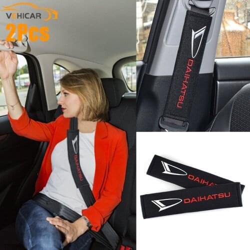 VEHICAR 2PCS Car Seat Belt Covers For DAIHATSU Auto DIY Safety Seat Belt Pads Cotton Case for Daihatsu Accessories