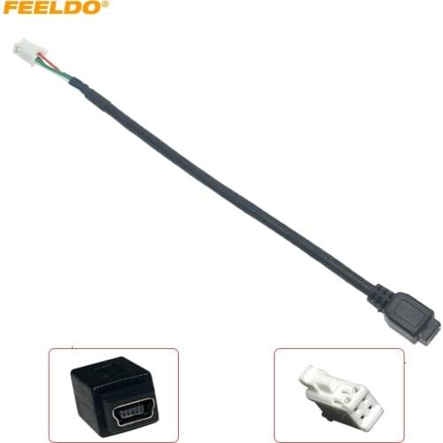 FEELDO Car Audio Input Media Data Wire Mini USB To 4Pin Cable Adapter For Nissan Ford USB AUX Cable #HQ6669