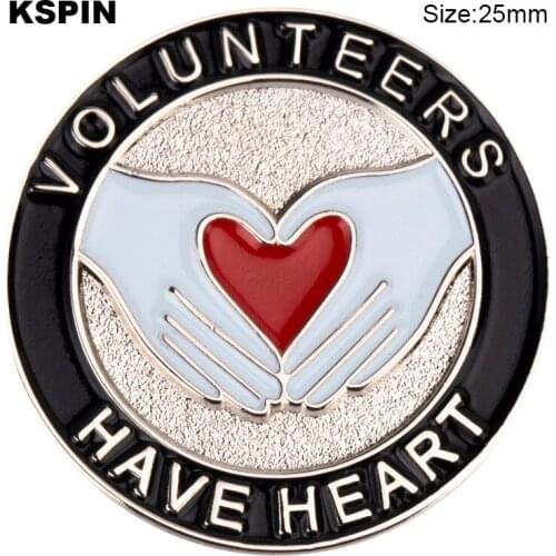 Volunteers Have Heart Badge Flag Brooch National Flag Lapel Pin International Travel Pins