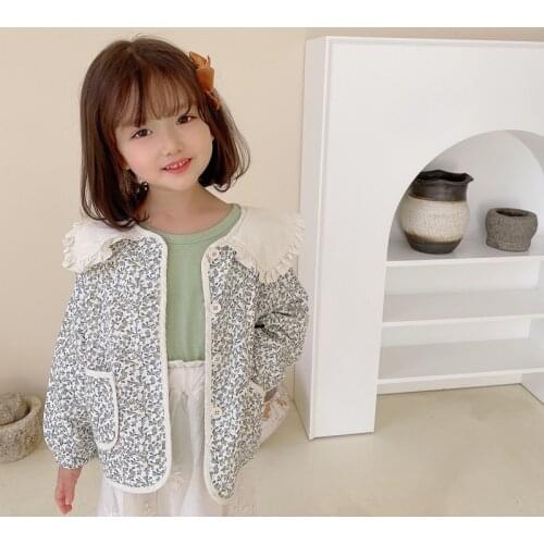Floral Spring Autumn Coat Girls Kids Outerwear Teenage Top Children Clothes Costume Ruffle Evening Party High Quality