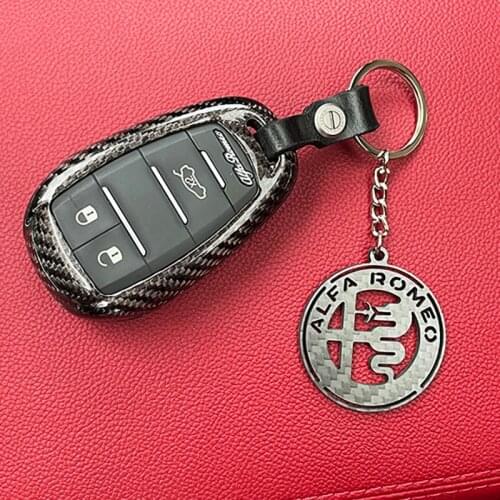 Car keychain decoration accessories real carbon fiber material suitable for Alfa Romeo Giulia Stelvio car decoration accessories
