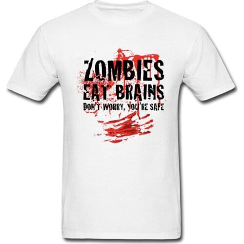 Cheaper T Shirts Mens Zombies Eat Brains Meat Tshirt 100% Cotton Good Quality Brand Clothing Red Bloody Letter T-Shirt New