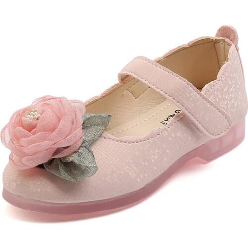 Childrens Shoes For Toddlers Baby Girls Kids Leather Flats Princess With Flowers For Wedding Party Leather Shoes For Children