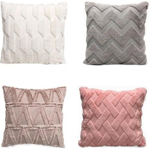 Nordic Geometric Double-sided Soft Plush Cushion Cover Square Home Decor Sofa Waist Pillowcase For Chair Seat