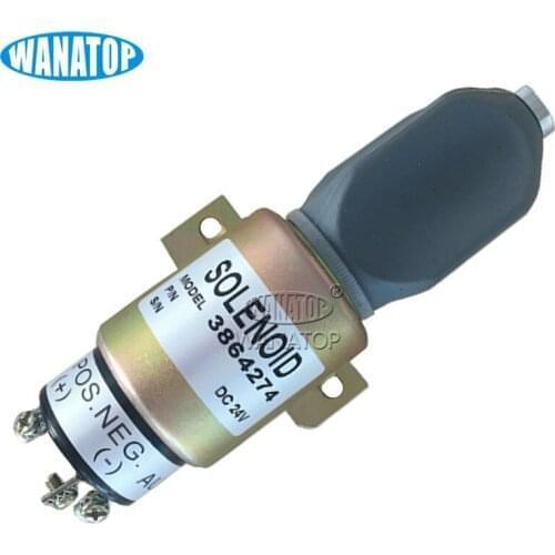 Fuel Shutdown Solenoid Valve 3864274 For Excavator Cummins Mitsubishi Kato 24V