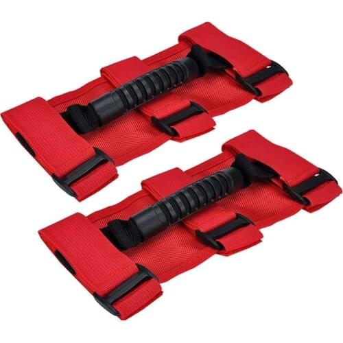 Red Roll Bar Grab Grip Handle Handles Pair For Jeep Wrangler JK YJ TJ Off Road