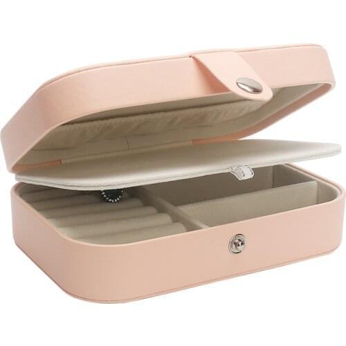 Pink Pu Leather Creative Jewelry Earring Display Box For Women Birthday Gift Hidden Button Built-in Card Slot Multifunctional