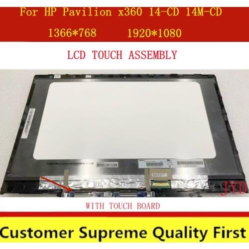14" LED LCD Touch Screen Digitizer Display Assembly With Frame For HP Pavilion x360 14-CD N140BGA-EA4 B140HAN04.1