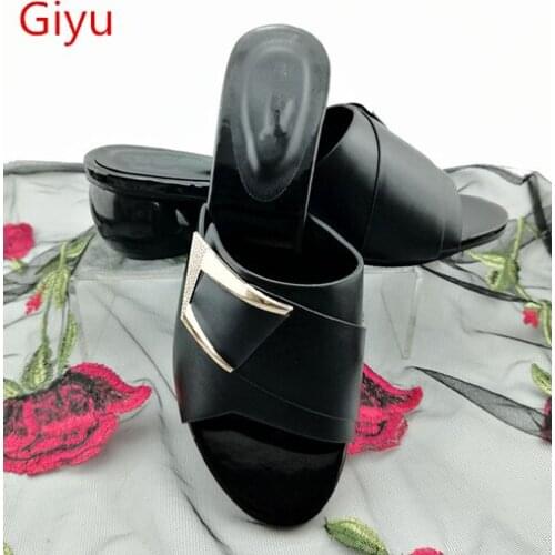 Doershow hot selling! Beautiful Wedding Shoes top quality LOW Heel African Sandals With Shinning Stones ! SGG1-4