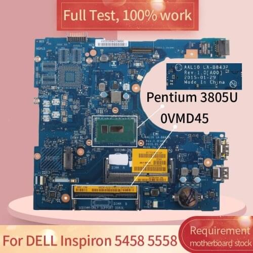 For DELL Inspiron 5458 5558 LA-B843P 0VMD45 SR210 Pentium 3805U notebook motherboard Mainboard full test 100% work