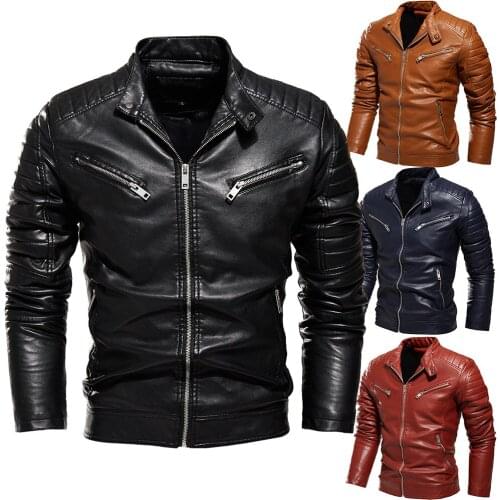 2021 Winter Black Leather Jacket Men Fur Lined Warm Motorcycle Jacket Slim Street Fashion BLack Biker Coat Pleated Design Zipper
