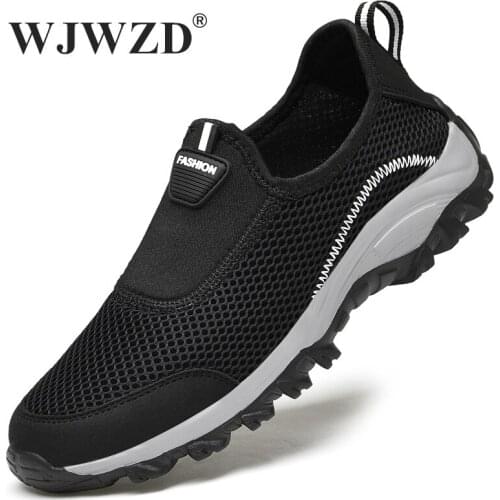 Men Sneakers Summer Mesh Men Casual Shoes Breathable Outdoor Walking Hiking Shoes Slip-on Mens Loafers Zapatillas Hombre Size 46