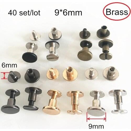 40 set Brass Rivet Studs 9*6mm Flat Head Rivet Studs,Gold,Silver,Bronze,Black Gunmetal,Metal Purse Leathercraft Hardware DIY