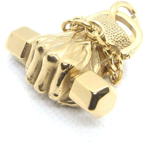 Newest Design Golden Plated Fitness Pendant 316L Stainless Steel Fashion Jewelry Cool Men Boys Pendant