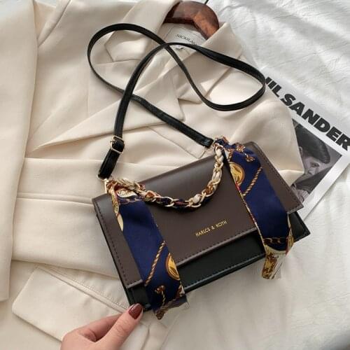 2021 New Western Style Women One-shoulder Handbags Trend Fashion Messenger Silk Scarf Chain Portable Small Square Crossbody Bag