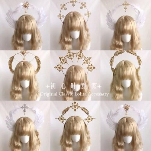 New Virgin Halo Cross Hair Hoop Angel Feather Wing Aperture Wild Catwalk Take Pictures Props Japanese Original Handwork Lolita