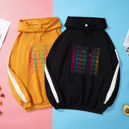 New POP Album DYNAMITE Hoodies Casual Pullover K-pop Patchwork Oversized Cotton Women Harajuku Sweatshirts Tops Dynamite Hoodies