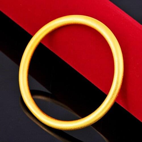 One Simple Vintage Jewelry Yellow Gold Filled Round Stick Women Frosted Bangle
