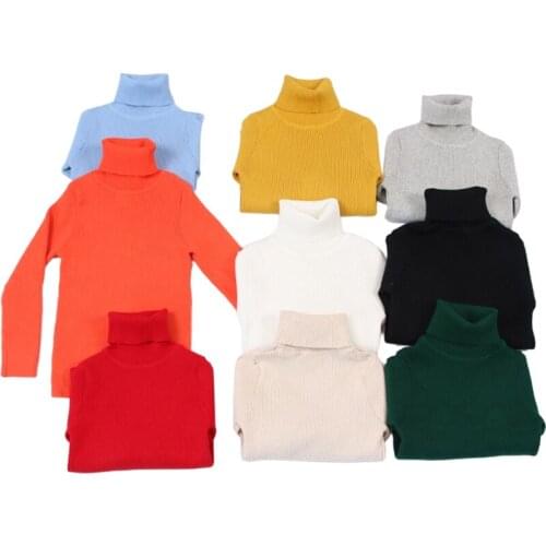 Baby Girls Boys Solid Color Turtleneck Knitted Pullover Sweater Baby Girl Autumn Winter Clothes Long Sleeve Bottoming Knit Top