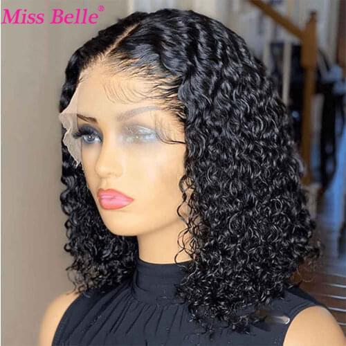 Short Bob Wig Kinky Curly Lace Front Wig Pixie Cut 180 Density Brazilian Hair Short Curly Human Hair Wigs Bob Lace Front Wig