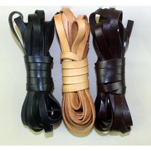 2 Meters Natural Handcraft Genuine Leather Cords 2 3 4 5 6 8 10 15 20mm Flat First Layer Of Leather Rope DIY Jewelry Materials