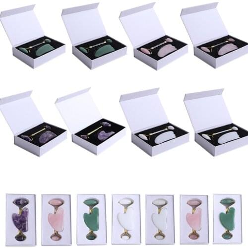 2Pc/Set Care Massager Face Skin Gouache Scraper Roller Gua Sha Board Natural Beauty Relax Household Face Lift Accessories Tools