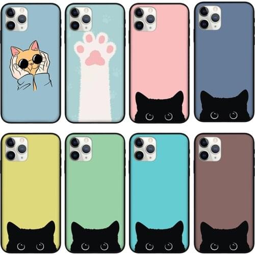 Cute Cartoon Cat Case For iPhone 11 12 Pro Max XR X XS Max 5 5S SE 2020 7 8 6 6S Plus Silicone Back Cover